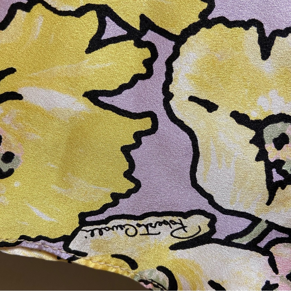 Roberto Cavalli Yellow Floral Skirt with Black & White Zebra Waistband - Picture 5 of 16